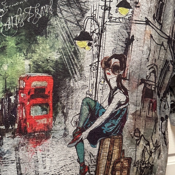 iNoah Chic London Vibes Street Art Graphic Long line Tunic Size XL - Picture 4 of 6